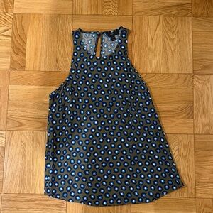 J. Crew Black and Blue Polka Dot Camisole